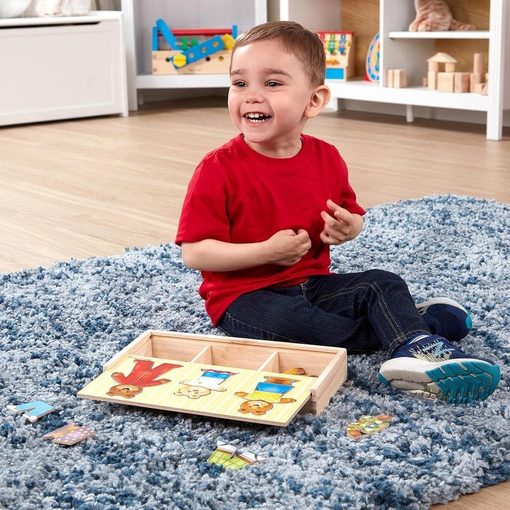 Melissa & Doug Mix 'n Match Wooden Bear Family Dress-Up Puzzle With Storage Case (45 pcs)