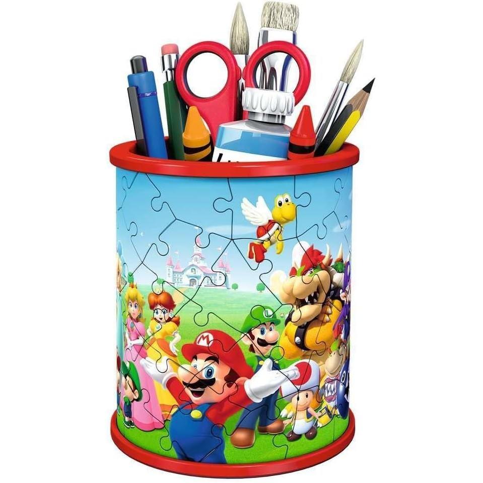 Ravensburger Super Mario Brothers Pencil Pot- 54 Pieces/Shoe 3D-108 Pieces 3D Jigsaw Puzzles for Kids Age 6 Years Up