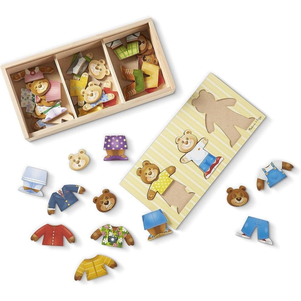 Melissa & Doug Mix 'n Match Wooden Bear Family Dress-Up Puzzle With Storage Case (45 pcs)