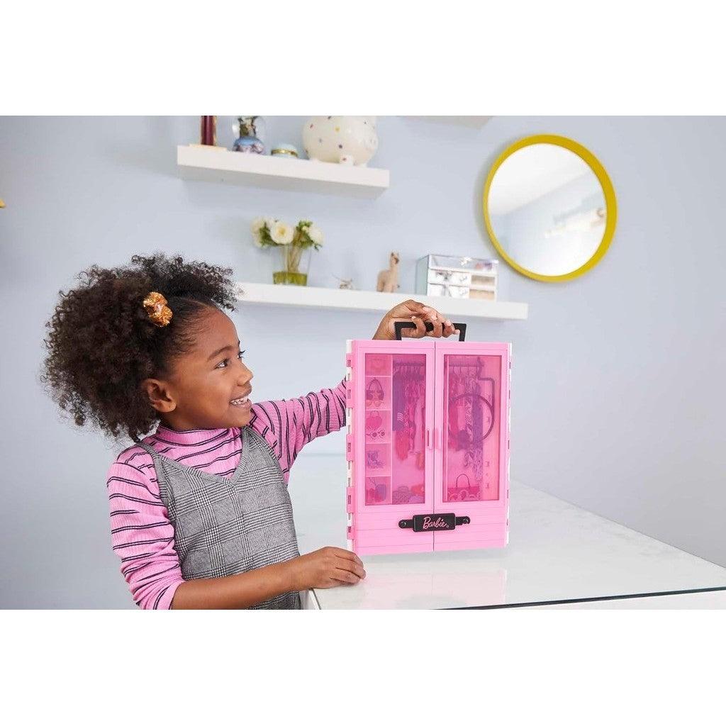 Barbie Fashionistas Ultimate Closet, Pink with Fold-Out Rack & Carrying Handle, Portable Storage for Barbie Doll Clothes