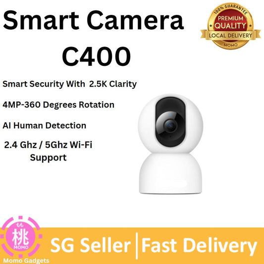 Xiaomi Smart Camera C400, 4MP, 360° Rotation, AI Human Detection, 2.4GHz / 5GHz Wi-Fi Support, White