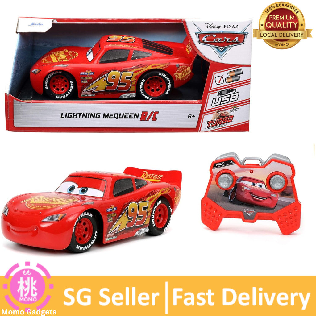 Jada Toys Pixar Cars 1:24 Lightning McQueen RC Remote Control Car 2.4 GHz Red Toys for Kids