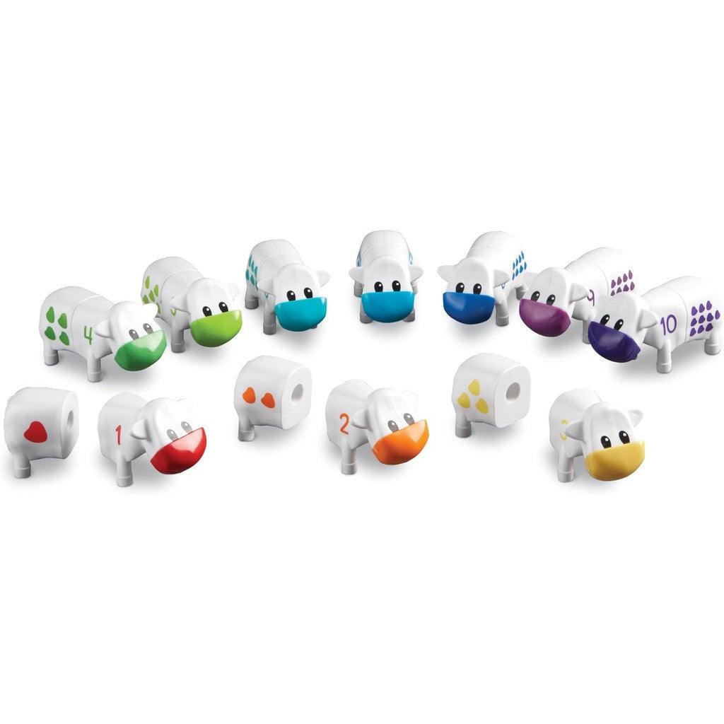 Learning Resources Snap-n-Learn Counting Cows Toy Set,Develops Color Recognition, Counting & Sorting Set, Farm Animals