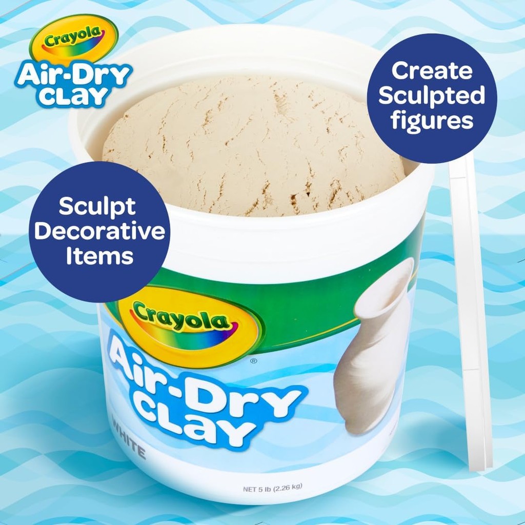 Crayola Air Dry Clay (5lbs), Natural White Modeling Clay for Kids, Sculpting Material, Bulk Craft Supplies