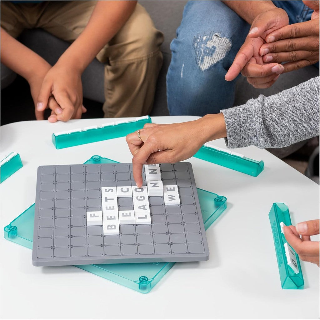 Spin Master Games, Upwords, Classic Word Game with Stackable Letter Tiles, Family Board Game