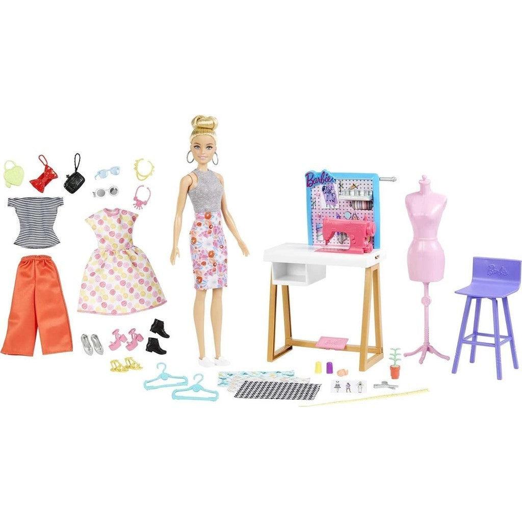 Barbie Fashion Designer Doll & 25+ Accessories, Studio Playset Includes Toy Furniture, Sewing Machine & Mannequin Doll