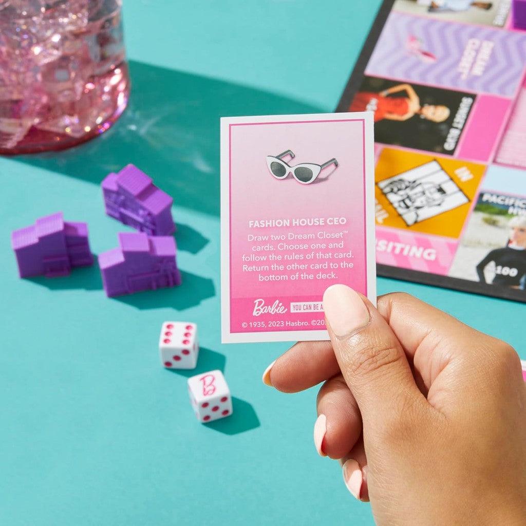 Monopoly: Barbie Edition Board Game,Ages 8+,2-6 Players,Fun Family Games for Kids and Adults, with 6 Barbie