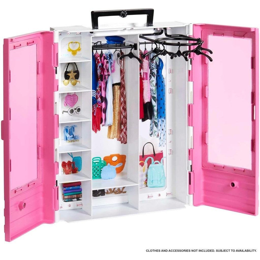 Barbie Fashionistas Ultimate Closet, Pink with Fold-Out Rack & Carrying Handle, Portable Storage for Barbie Doll Clothes