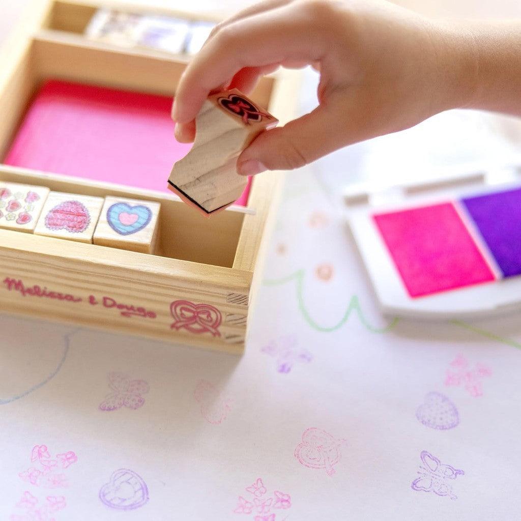 Melissa & Doug Butterfly and Heart Wooden Stamp Set: 8 Stamps and 2-Color Stamp Pad