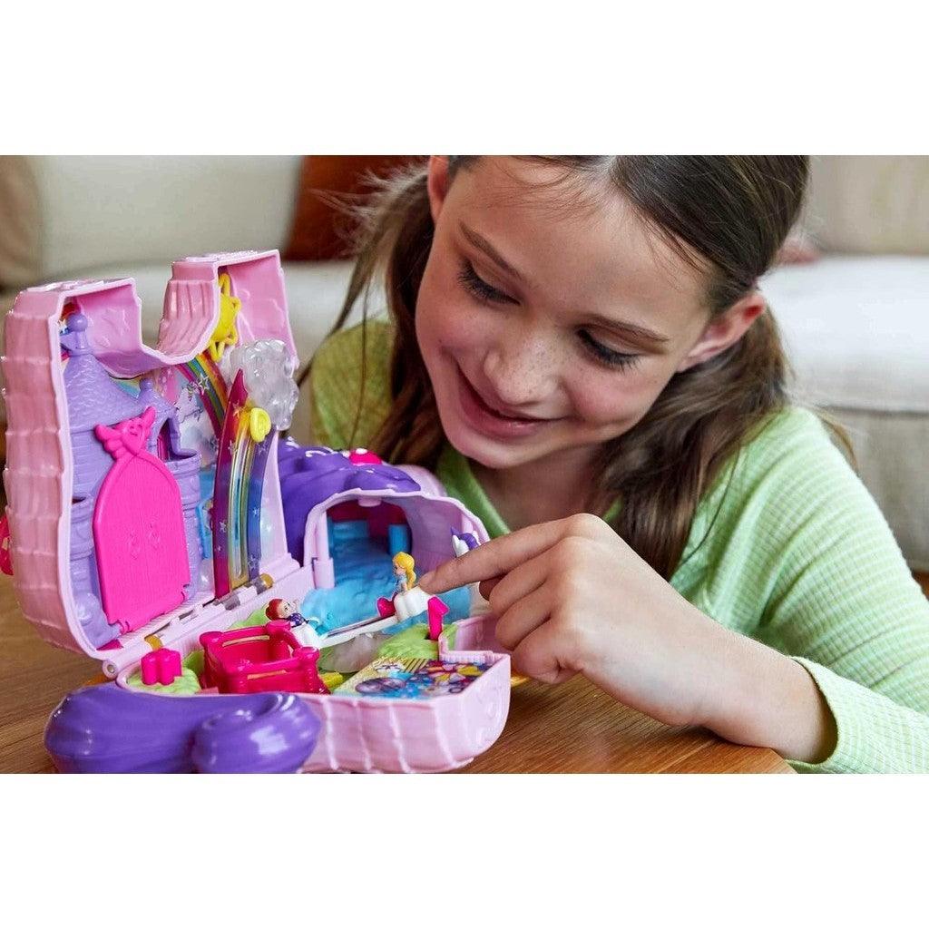 Polly Pocket 2-in-1 Travel Toy Playset, Unicorn Toy with 2 Dolls & 25 Surprise Accessories