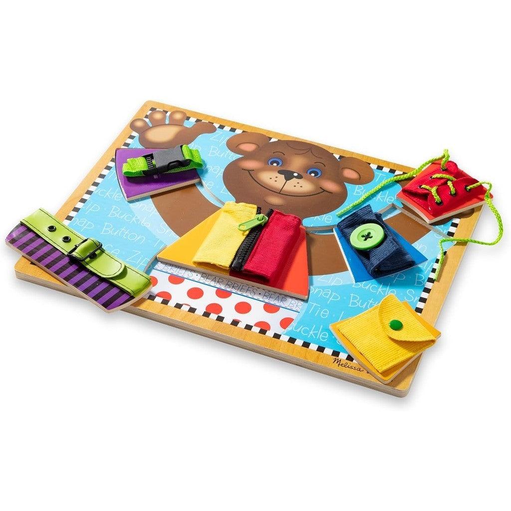Melissa & Doug Basic Skills Puzzle Board-Wooden Educational Toy-Learn To Button Busy Board, Activity Board