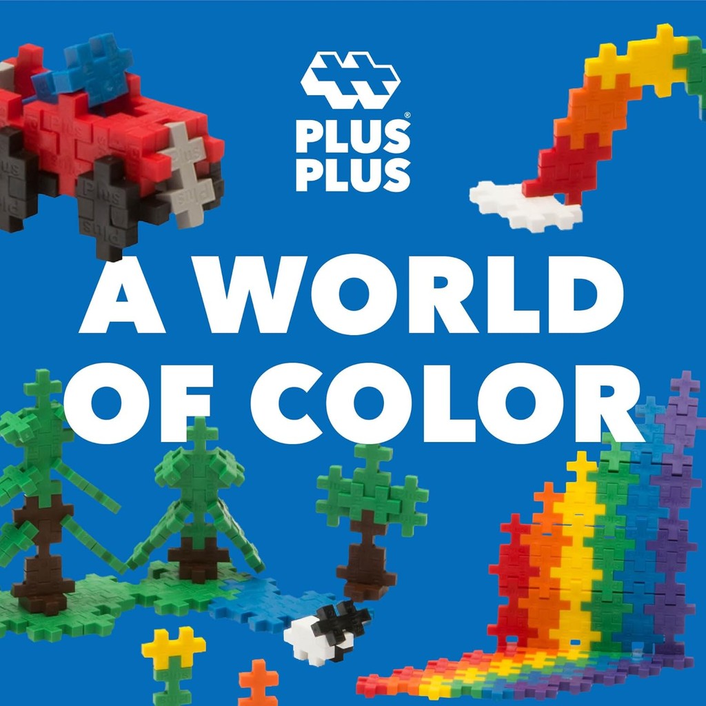 PLUS PLUS - Open Play Set - 600 Piece - Basic Color Mix, Construction Building Stem Toy, Interlocking Mini Puzzle Blocks