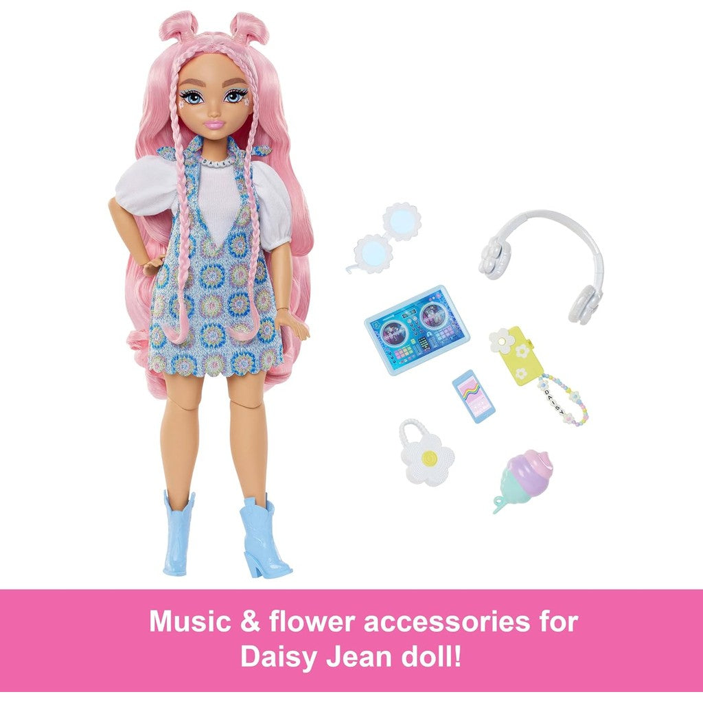 Barbie Dream Besties Doll and Accessories, Daisy Jean Posable Fashion Doll with Removable Fashions & Wavy Pink Hair
