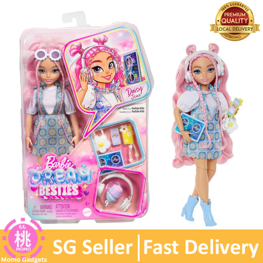 Barbie Dream Besties Doll and Accessories, Daisy Jean Posable Fashion Doll with Removable Fashions & Wavy Pink Hair