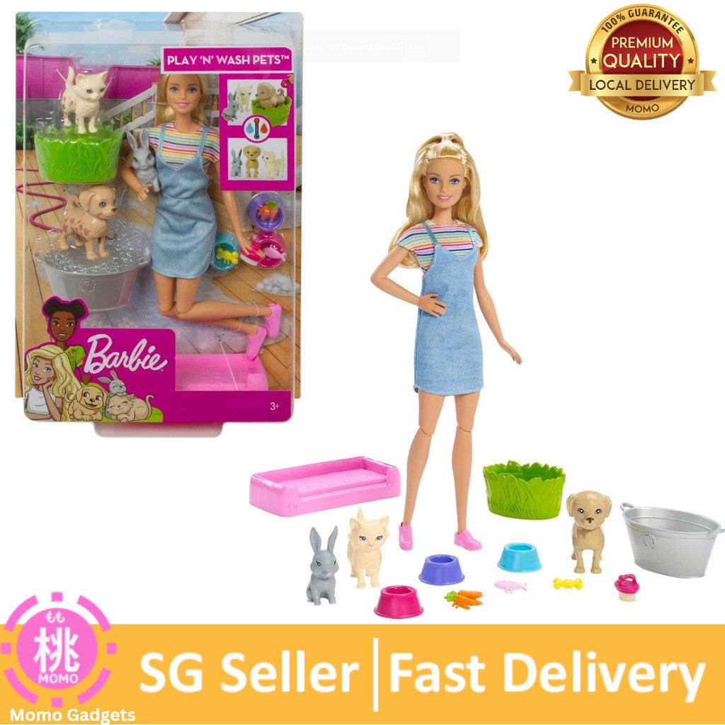 Barbie Play 'n Wash Pets Doll & Playset with 3 Color-Change Animals & 10 Toy Accessories