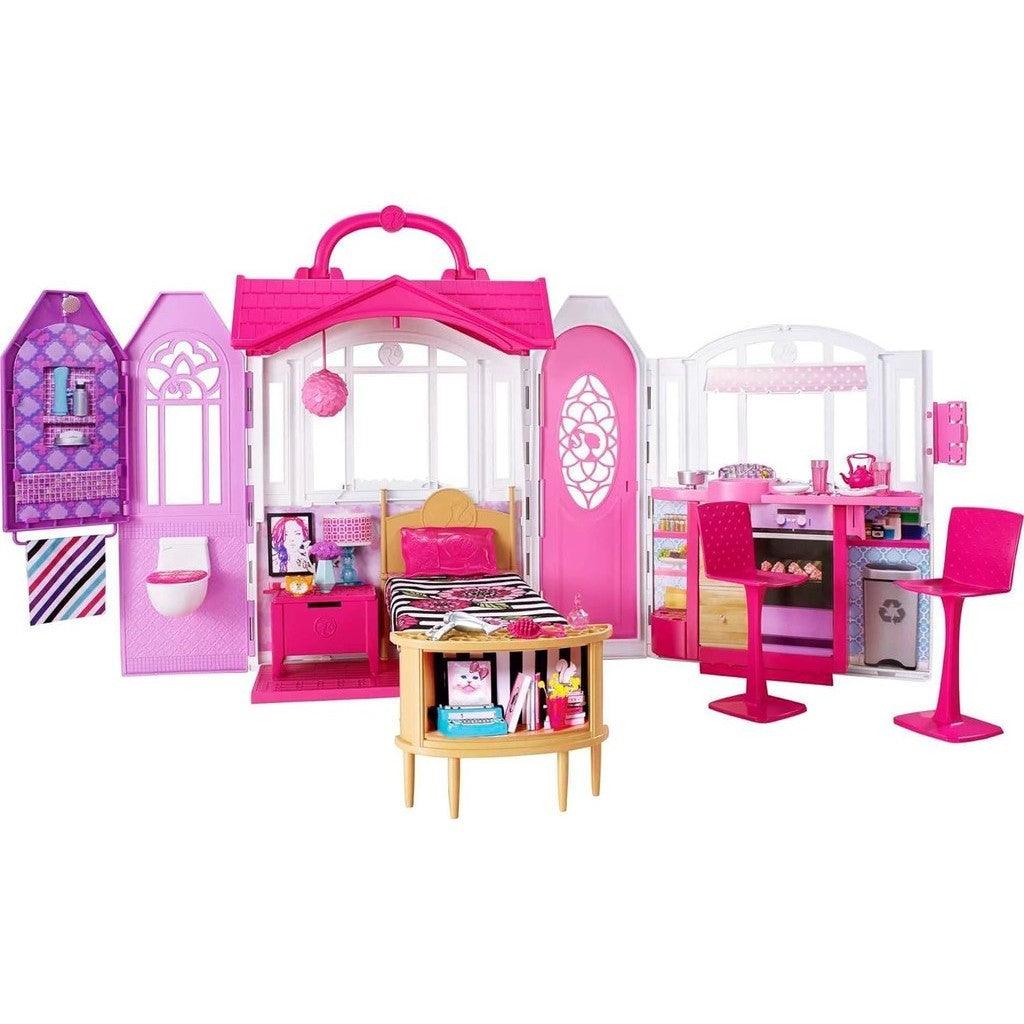 Barbie Doll House, Glam Getaway Portable House Playset with Carry Handle & 20+ Accessories Including Furniture