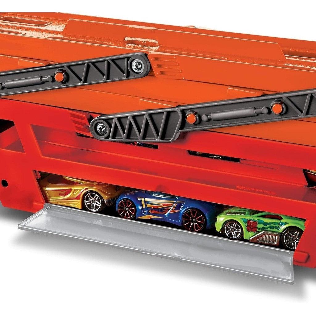 Hot Wheels Toy Car Track Set, Mega Hauler with 6 Expandable Levels, Storage for Up to 50 1:64 Scale Vehicles