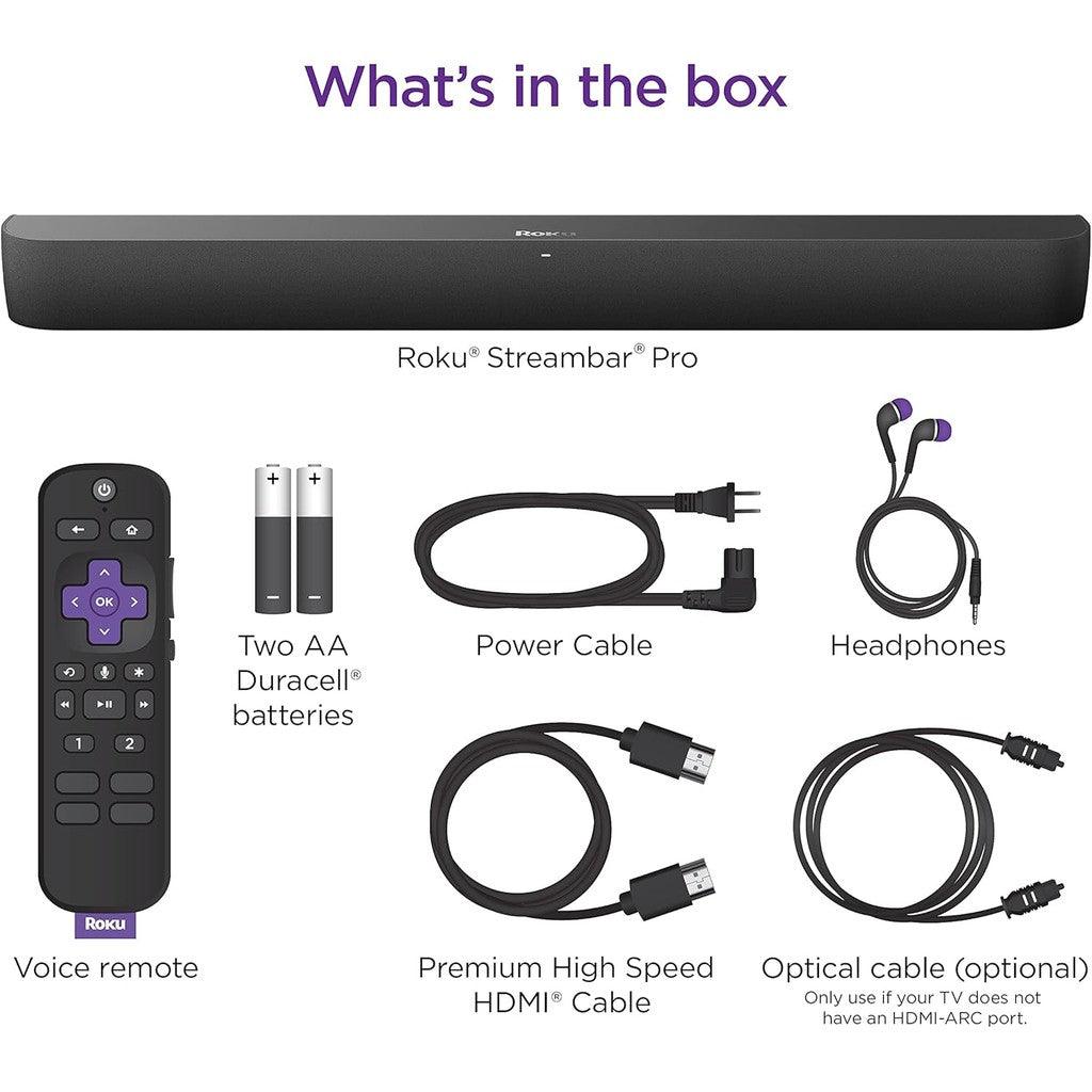Roku Streambar Pro|4K HDR Streaming Device & Cinematic Roku Soundbar All In One, Roku Voice Remote, Free & Live TV,Black