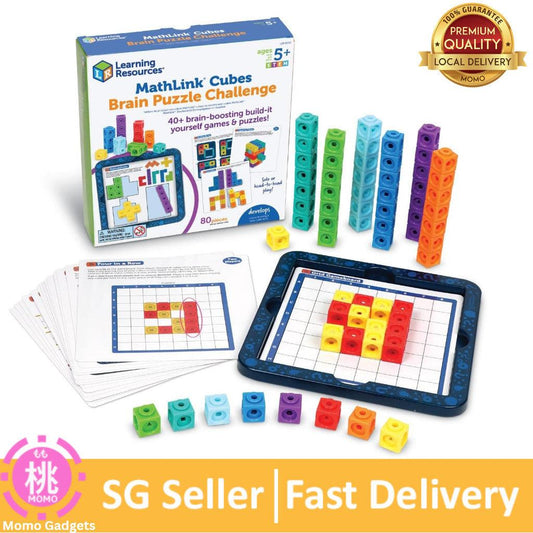 Learning Resources MathLink Cubes Brain Puzzle Challenge, 80 Pieces, Ages 5+