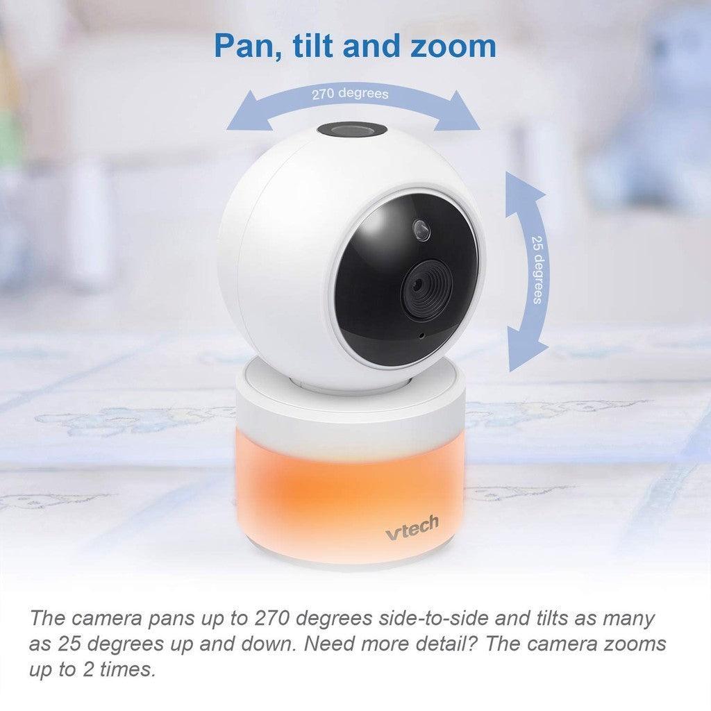 VTech Baby Monitor 5" Screen with 2 Cameras, Pan-Tilt- Zoom, Night Light, Glow On The Ceiling Projector, Two-Way Talk