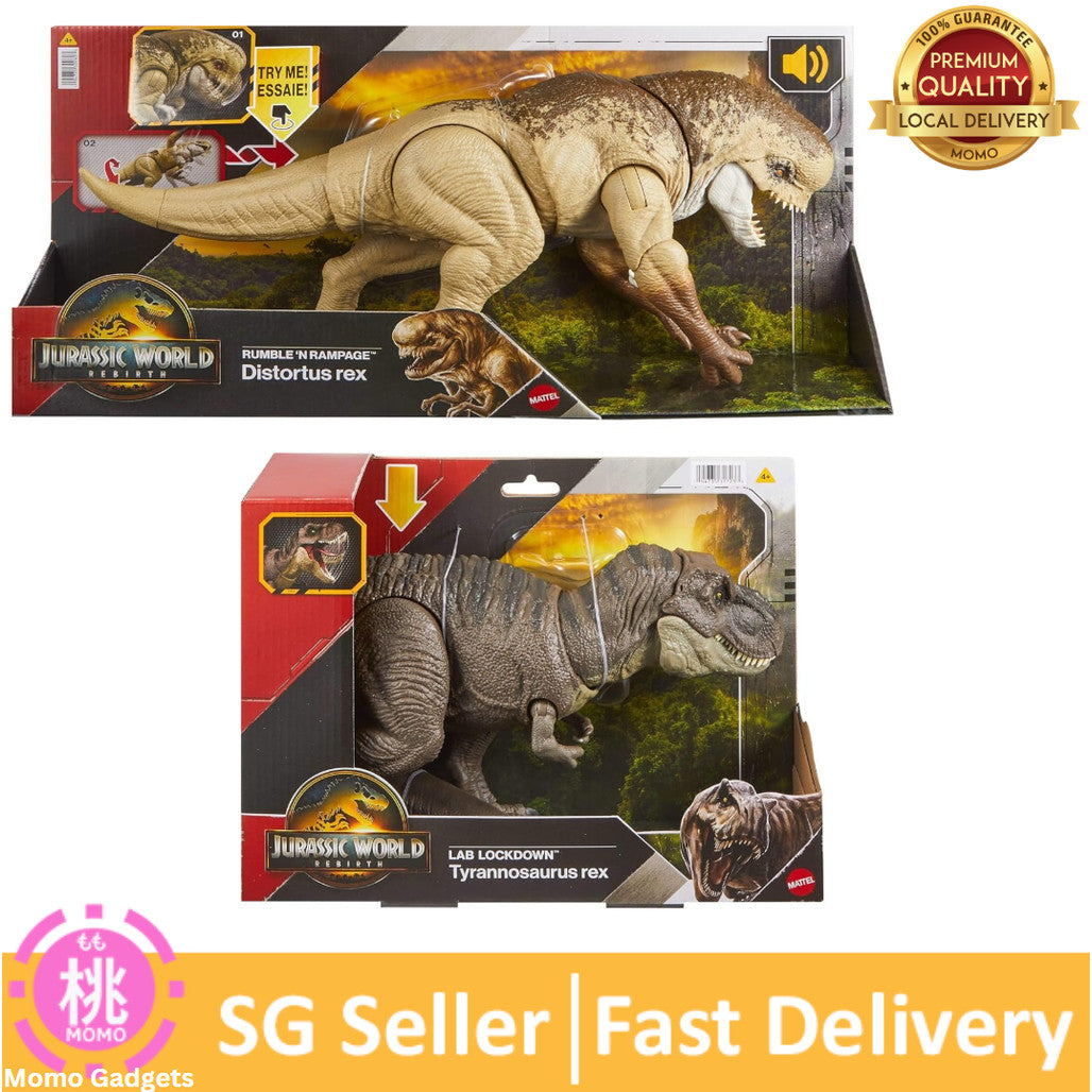 Mattel Jurassic World Rebirth Distortus T-Rex Dinosaur / Rex Rumble N Rampage Dinosaur Action Figure