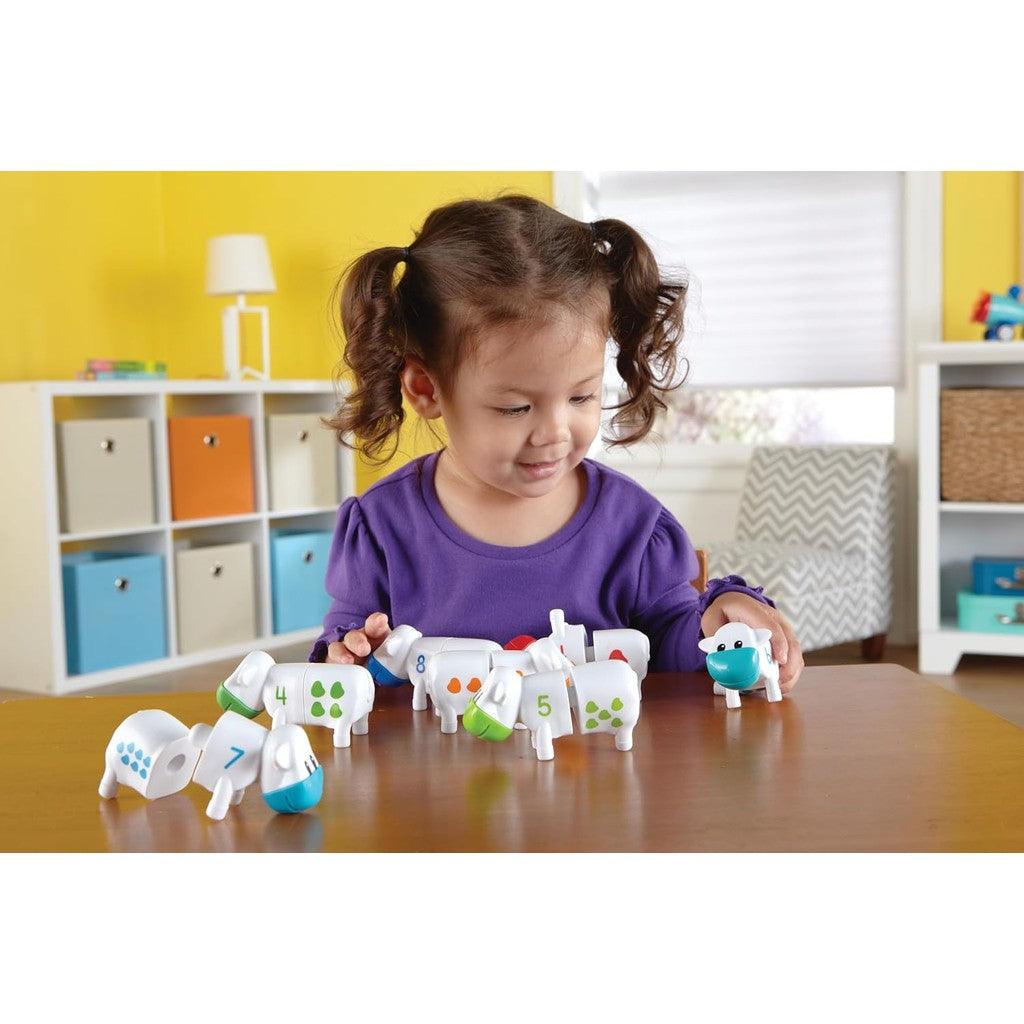 Learning Resources Snap-n-Learn Counting Cows Toy Set,Develops Color Recognition, Counting & Sorting Set, Farm Animals