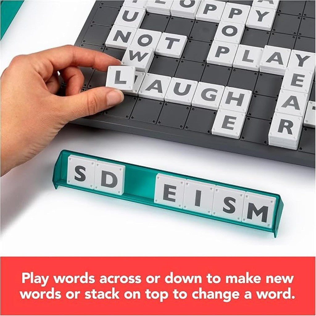 Spin Master Games, Upwords, Classic Word Game with Stackable Letter Tiles, Family Board Game