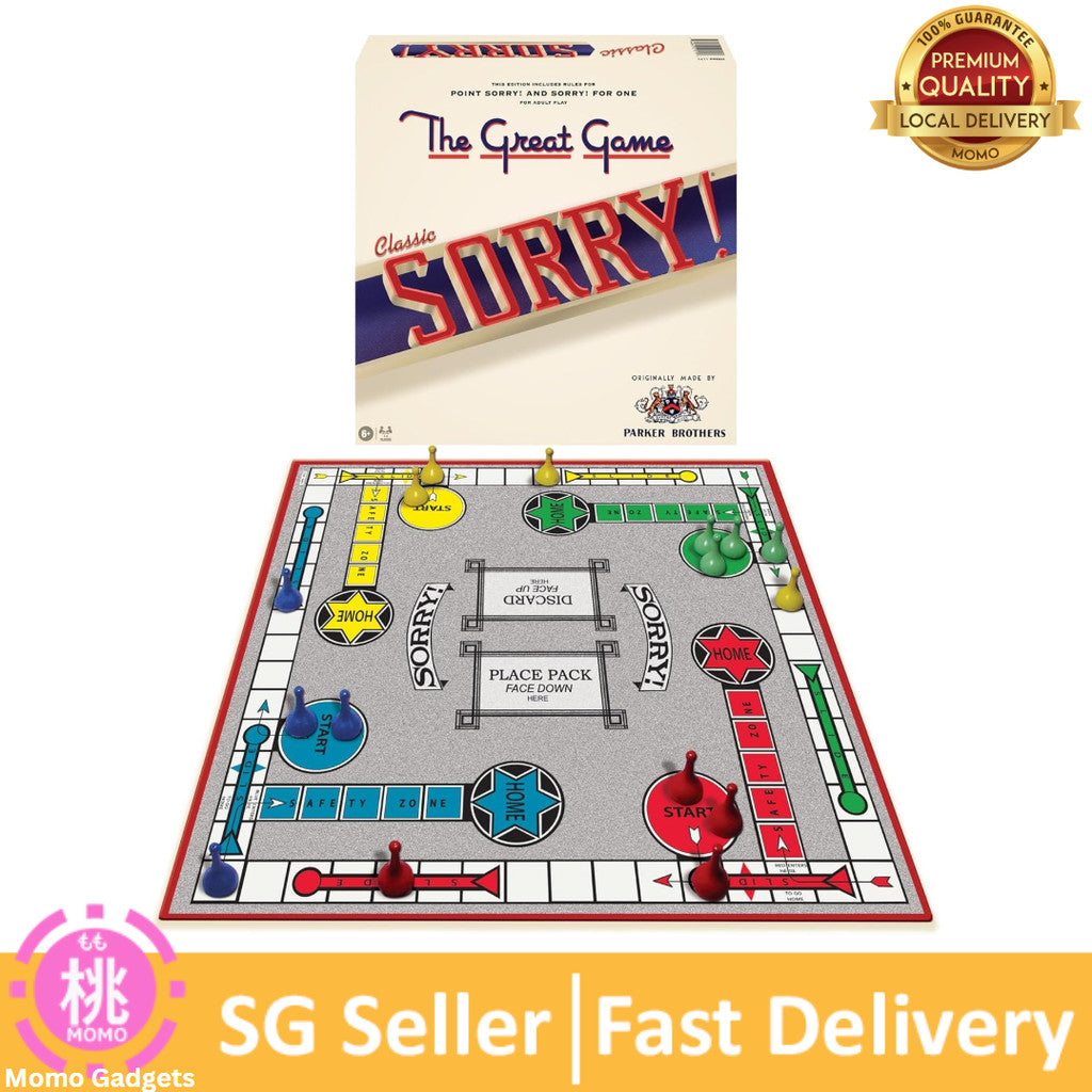 Classic Sorry With Retro Artwork and Components by Winning Moves Games USA, for 1-4 Players, Ages 6+