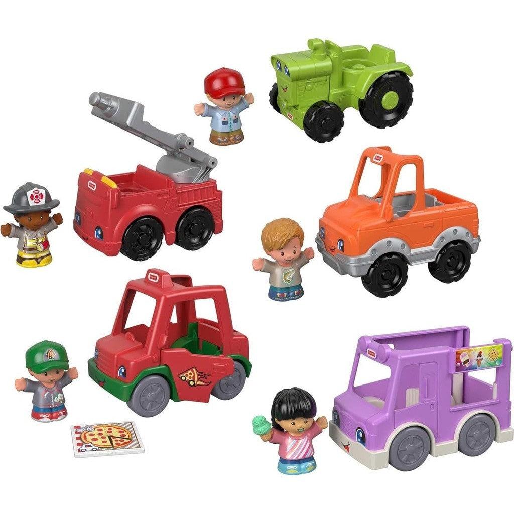 Fisher-Price Little People Toddler Toys Around the Neighborhood Vehicle Set, 5 Cars & 5 Figures