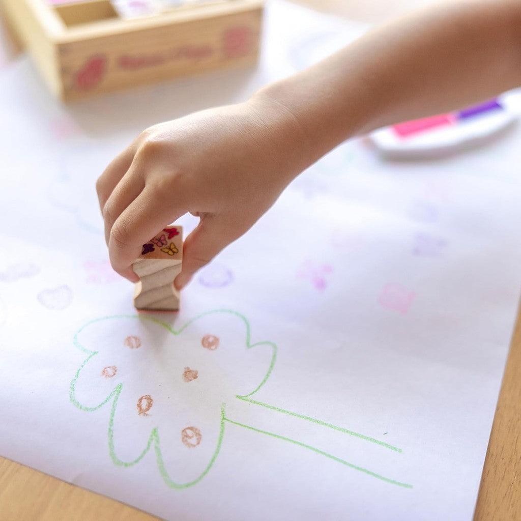 Melissa & Doug Butterfly and Heart Wooden Stamp Set: 8 Stamps and 2-Color Stamp Pad
