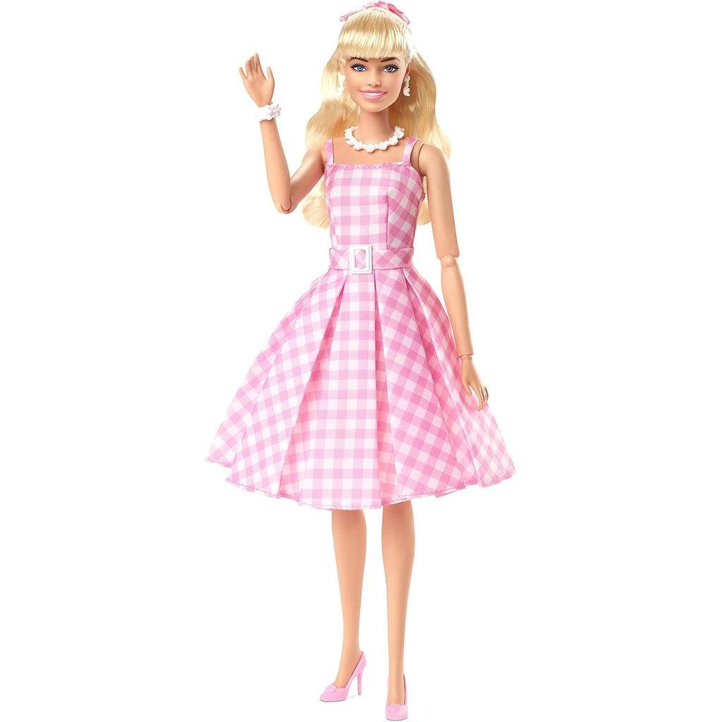 Barbie The Movie Doll, Margot Robbie as, Collectible Doll Wearing Pink & White Gingham Dress with Daisy Chain Necklace