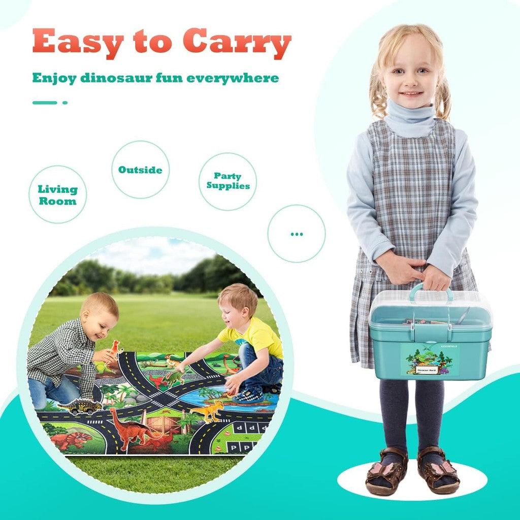 Kiddiworld Dinosaur Toys for 3 4 5 Year Old Boys Gifts, Dinosaurs Toys for Kids 3-5-7, Dino Figures Activity Play Mat