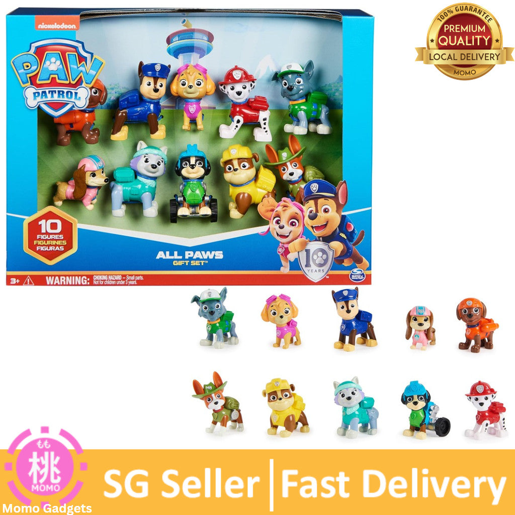 Paw Patrol, 10th Anniversary, All Paws On Deck Toy Figures Gift Pack with 10 Collectible Action Figures