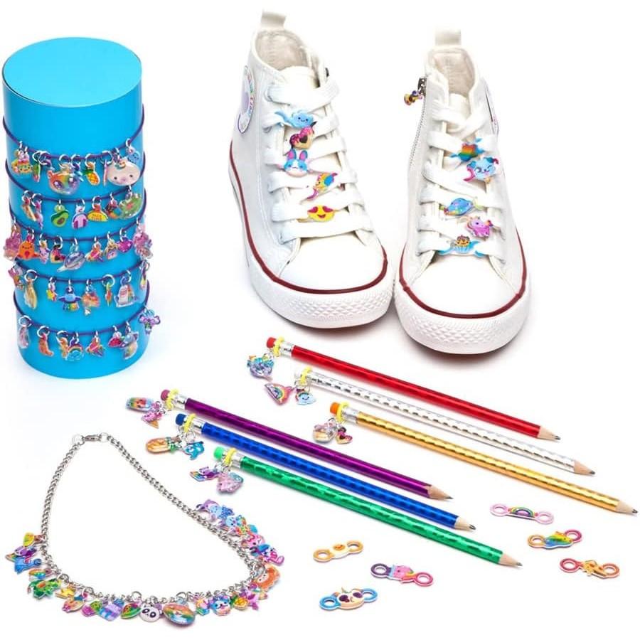 Craft-tastic – DIY Puffy Sticker Charms – Craft Kit Makes a Necklace, 5 Bracelets, 6 Pencil Toppers, and 16 Shoe Charms