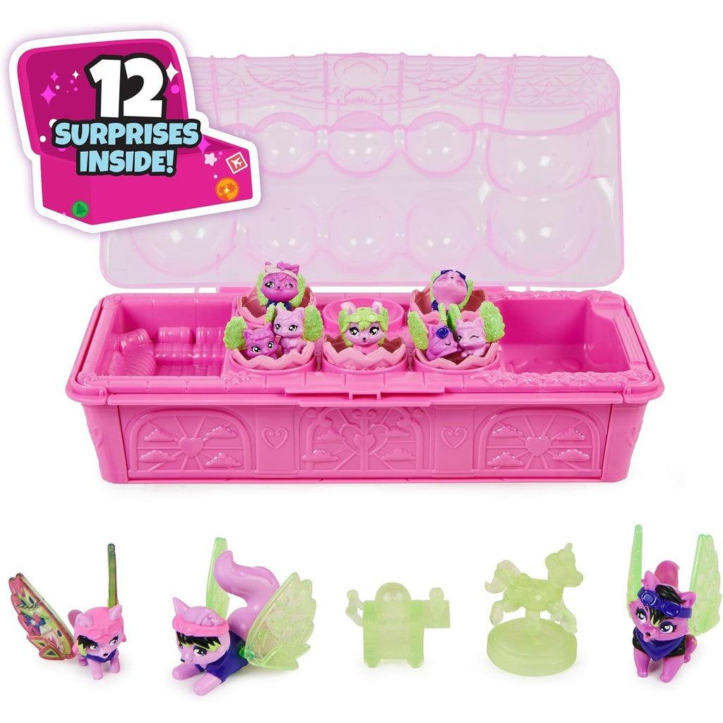 Hatchimals CollEGGtibles, Rainbow-cation Wolf Family Carton with Surprise Playset