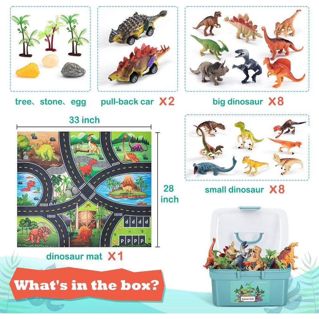 Kiddiworld Dinosaur Toys for 3 4 5 Year Old Boys Gifts, Dinosaurs Toys for Kids 3-5-7, Dino Figures Activity Play Mat