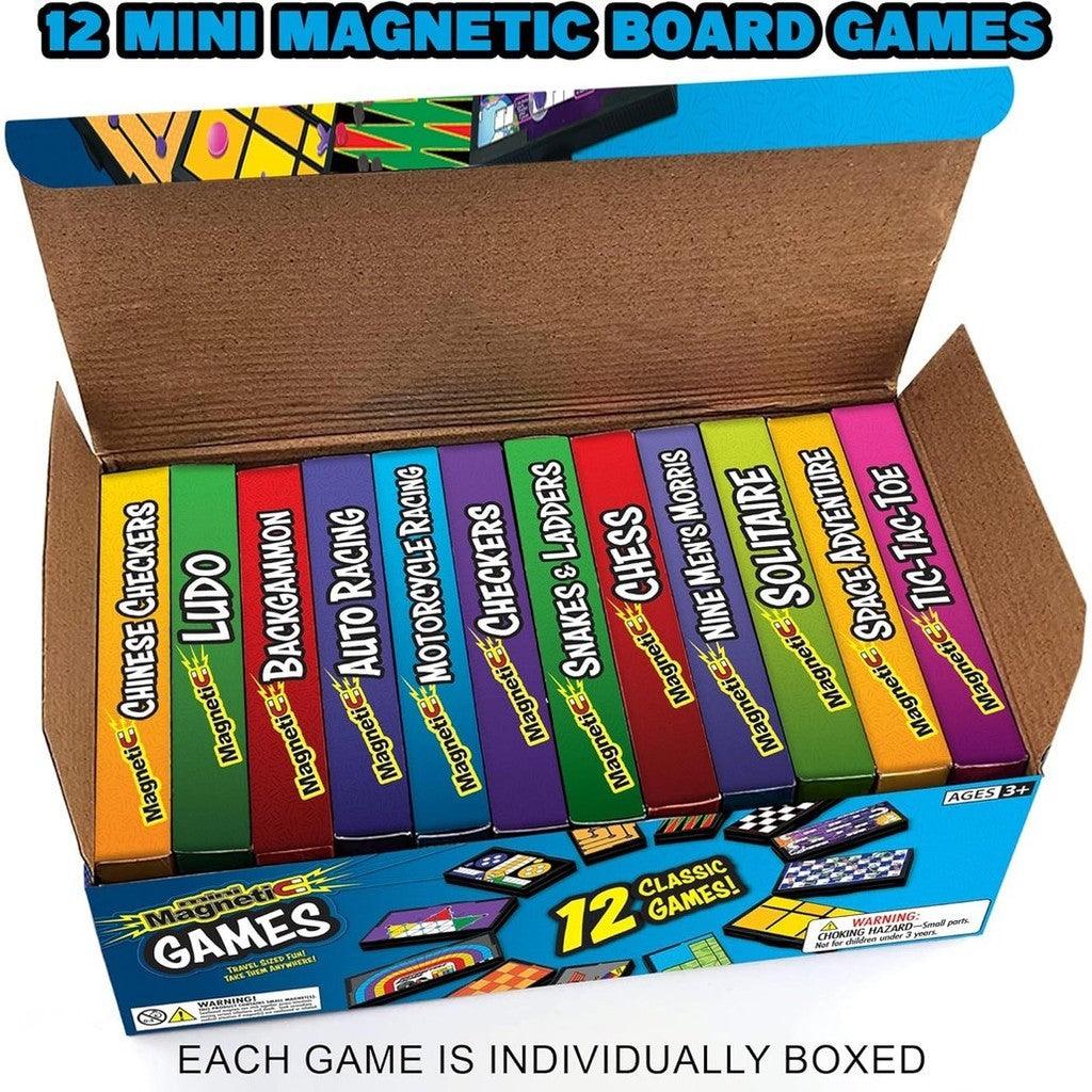 Magnetic Board Game Set by GAMIE - Includes 12 Retro Fun Games - 5" Compact Design - Individually Boxed