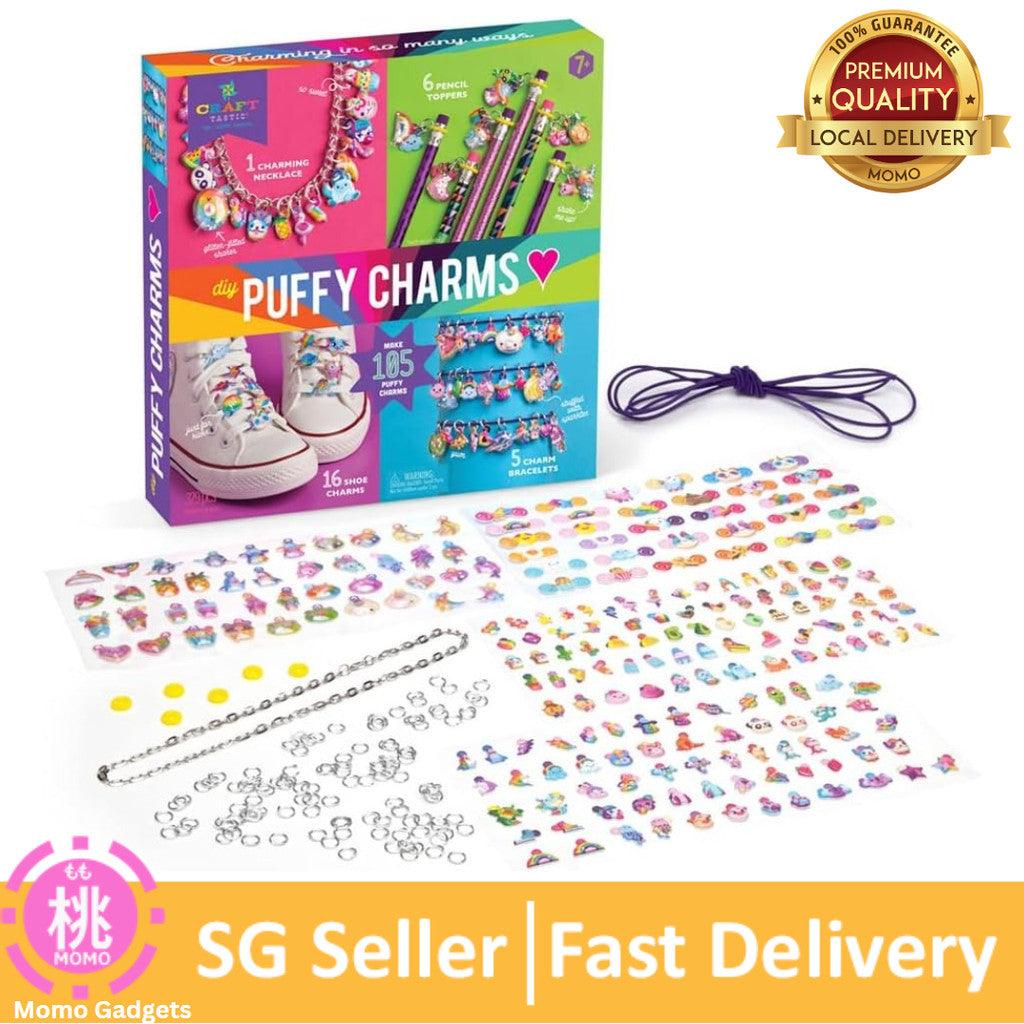 Craft-tastic – DIY Puffy Sticker Charms – Craft Kit Makes a Necklace, 5 Bracelets, 6 Pencil Toppers, and 16 Shoe Charms