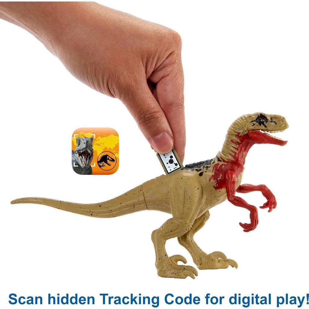 Mattel Jurassic World Search 'n Smash Truck Set with Atrociraptor Dinosaur & Human Action Figure