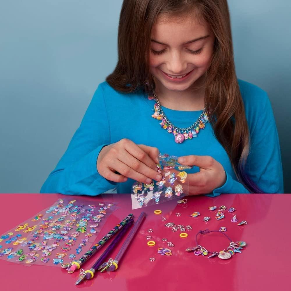 Craft-tastic – DIY Puffy Sticker Charms – Craft Kit Makes a Necklace, 5 Bracelets, 6 Pencil Toppers, and 16 Shoe Charms