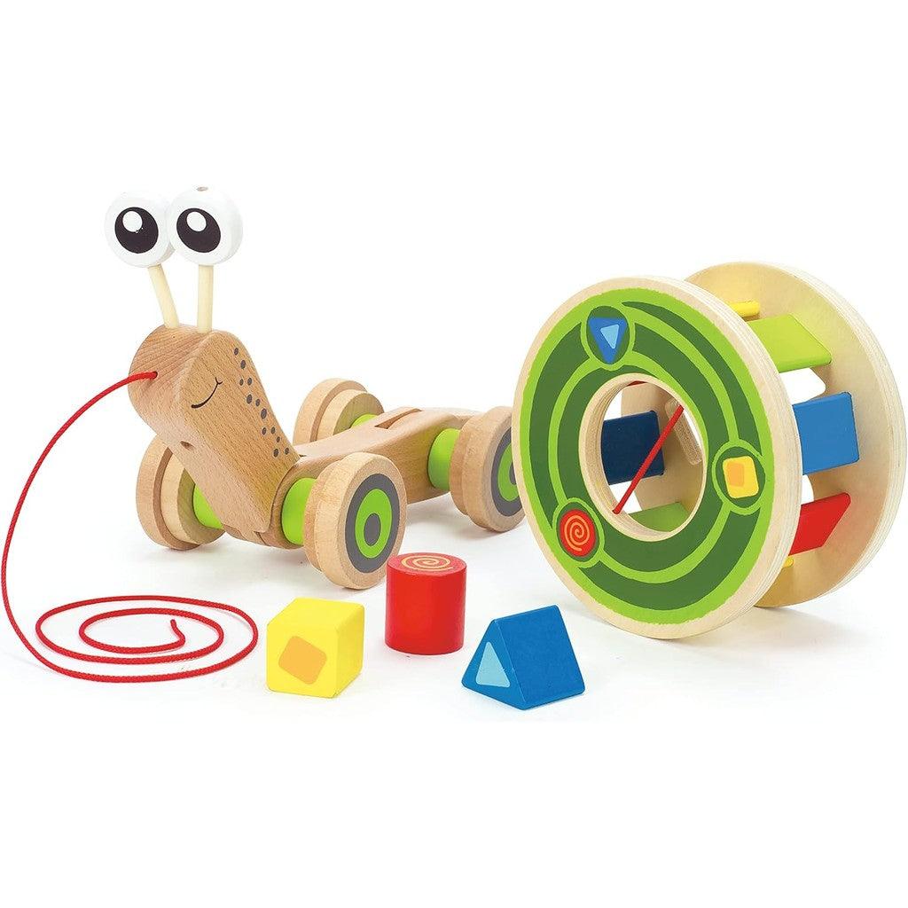 Award Winning Hape Walk-A-Long Snail Toddler Wooden Pull Toy