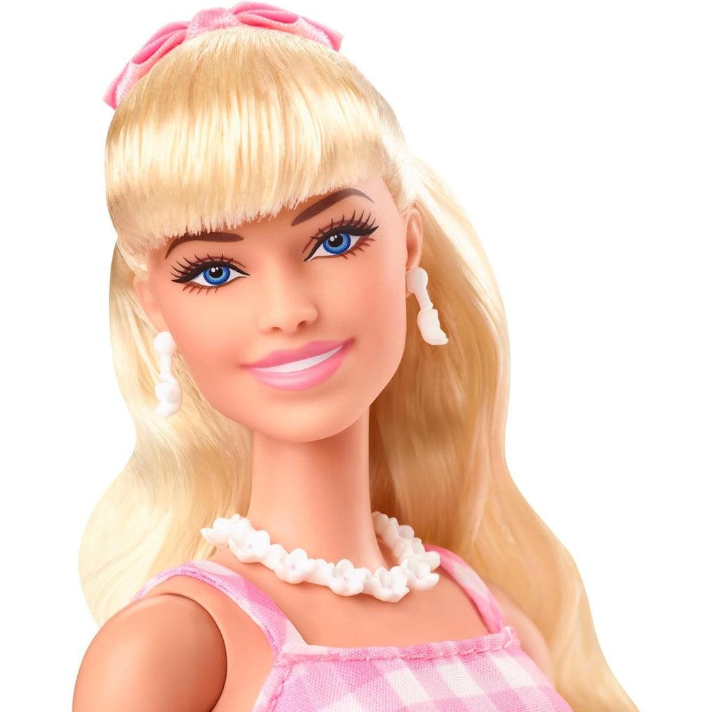 Barbie The Movie Doll, Margot Robbie as, Collectible Doll Wearing Pink & White Gingham Dress with Daisy Chain Necklace