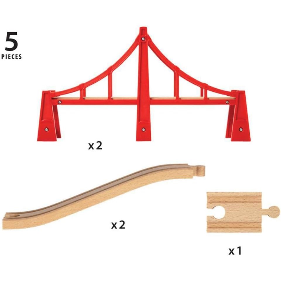 BRIO World - 33683 Double Suspension Bridge | Toy Train Set Accessory for Kids & Toddlers Age 3 and Up