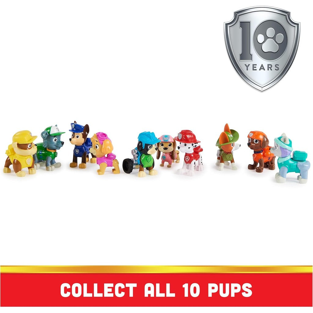 Paw Patrol, 10th Anniversary, All Paws On Deck Toy Figures Gift Pack with 10 Collectible Action Figures