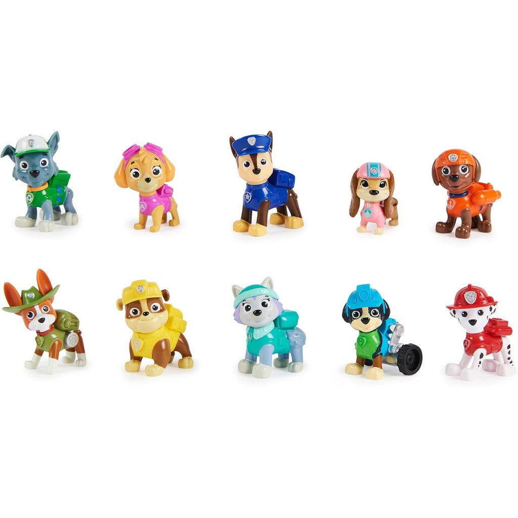 Paw Patrol, 10th Anniversary, All Paws On Deck Toy Figures Gift Pack with 10 Collectible Action Figures