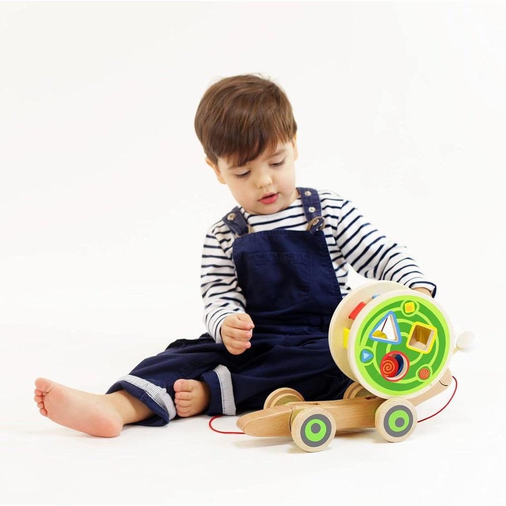 Award Winning Hape Walk-A-Long Snail Toddler Wooden Pull Toy