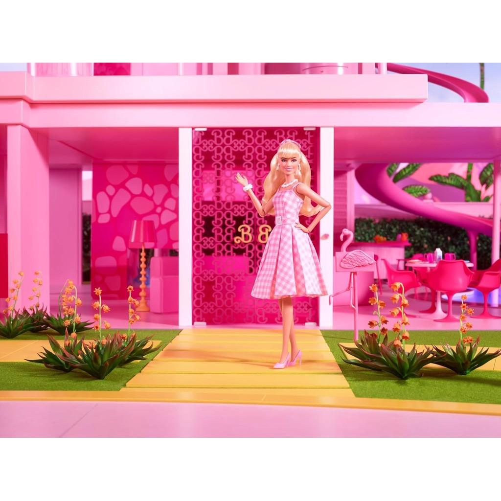 Barbie The Movie Doll, Margot Robbie as, Collectible Doll Wearing Pink & White Gingham Dress with Daisy Chain Necklace