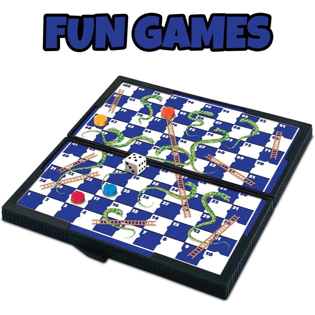 Magnetic Board Game Set by GAMIE - Includes 12 Retro Fun Games - 5" Compact Design - Individually Boxed