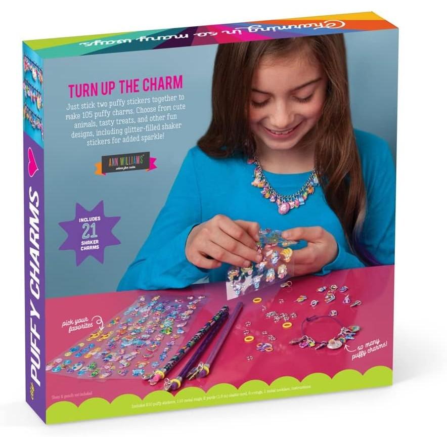 Craft-tastic – DIY Puffy Sticker Charms – Craft Kit Makes a Necklace, 5 Bracelets, 6 Pencil Toppers, and 16 Shoe Charms