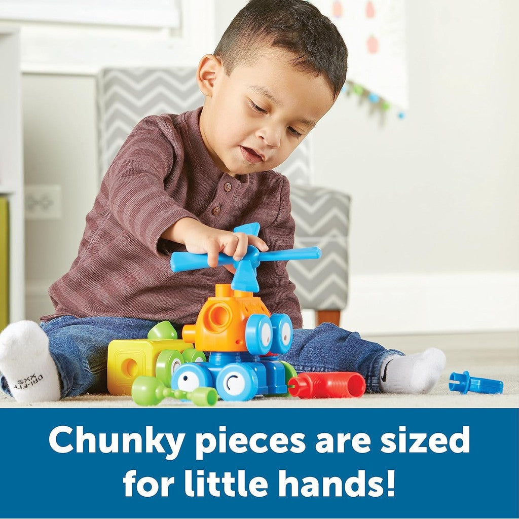 Learning Resources 1-2-3 Build It! Robot Factory, Fine Motor Toy, Robot Building Set for Unisex Children Ages 2+